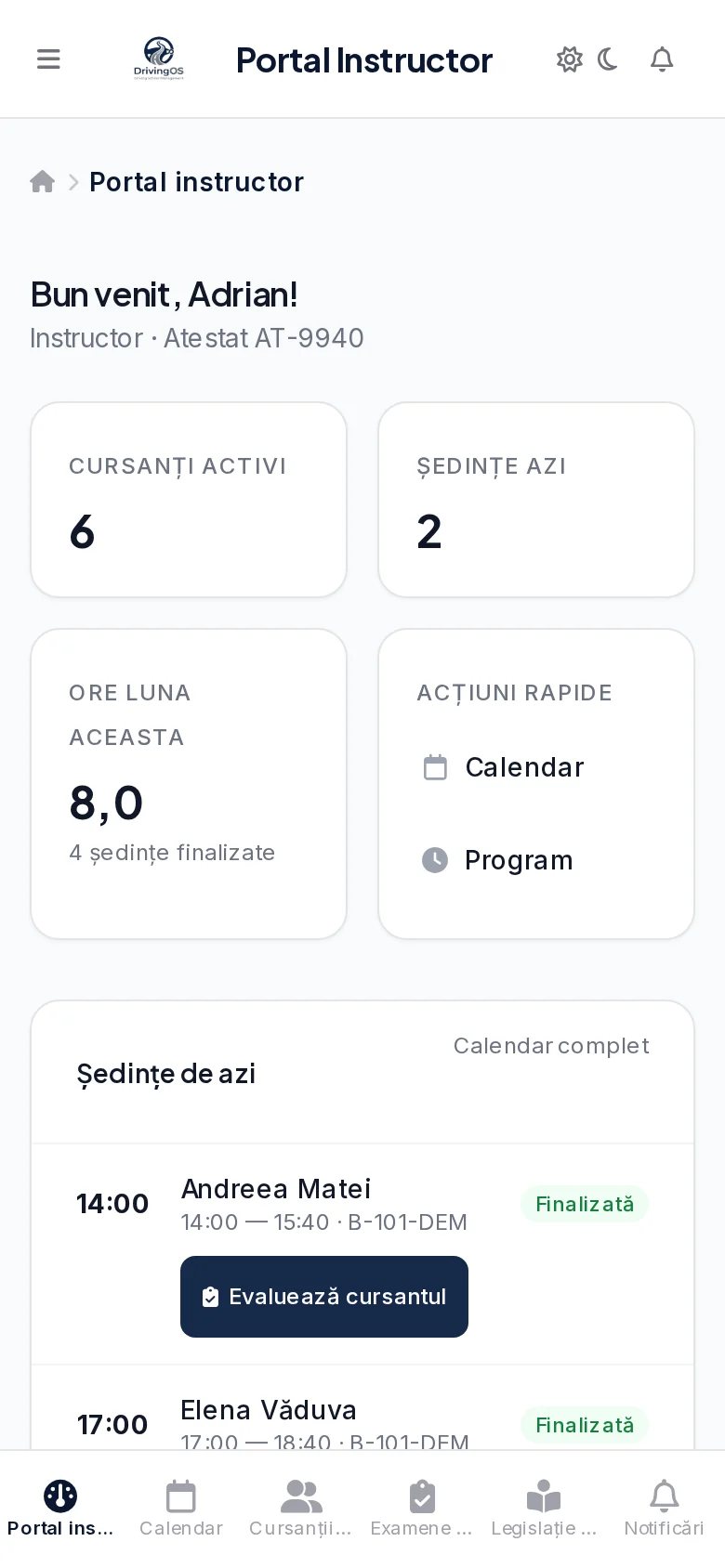 Calendar, pe telefon